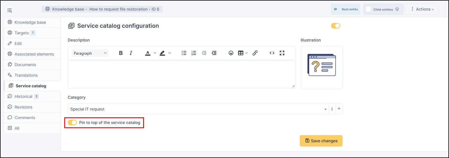 Pin to top configuration