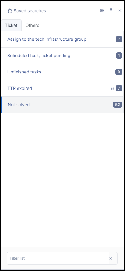 List of saved searches
