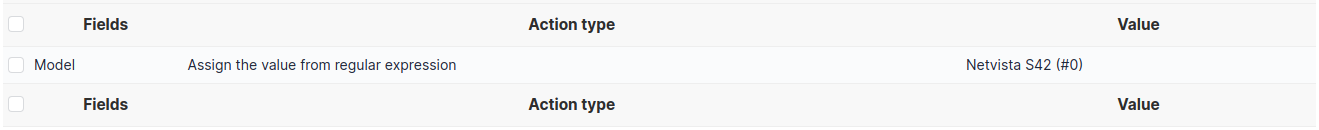 Example of dictionary for computer model: action