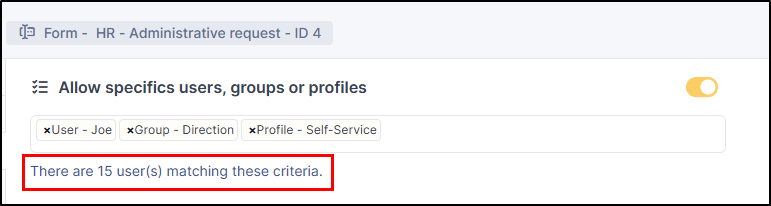 List of users allowed to see the form
